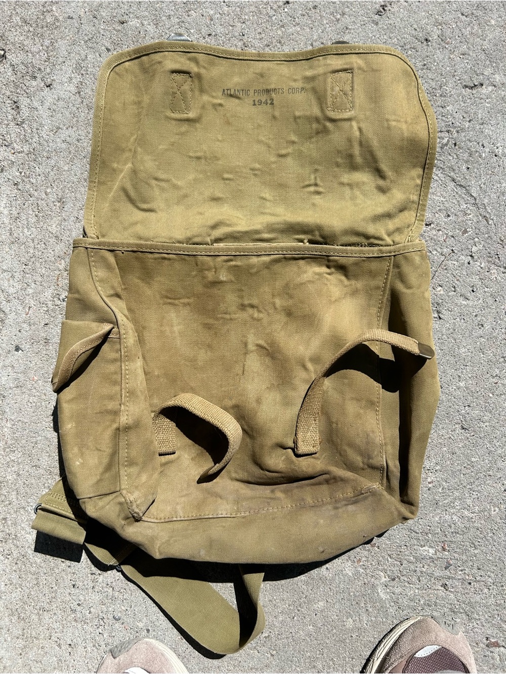 Vintage 1942 Canvas US Military Olive Green Shoulder Bag - Picture 6 of 7